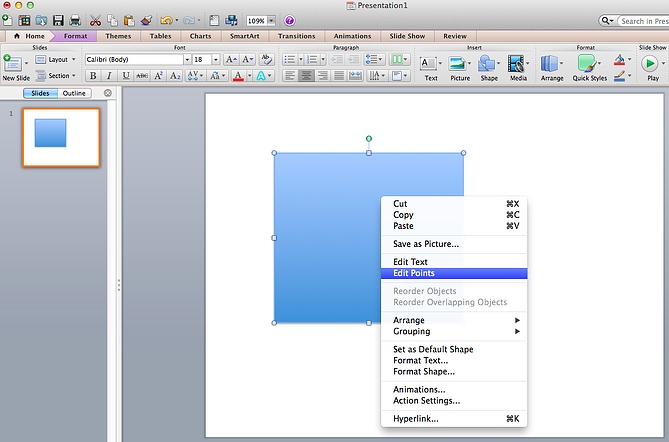PowerPoint中的自定义形状编辑点