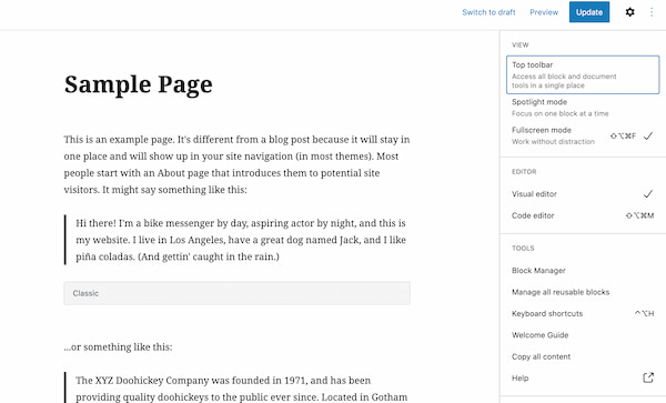 古登堡的WordPress视觉编辑器