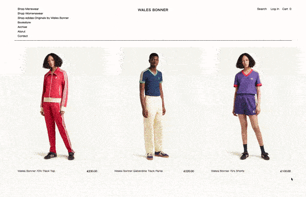 Sticky navigation examples: wales bonner