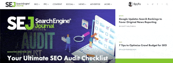 Sticky navigation examples: search engine journal