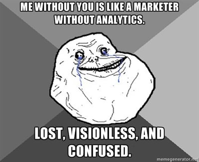 没有你的我就像没有分析的营销人员。迷失，无目，迷茫。