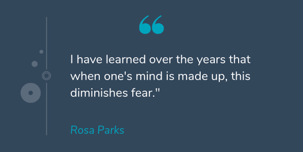 罗莎公园最着名的报价称，我多年来学到了，当一个人的思想是弥补的时候，这减少了恐惧