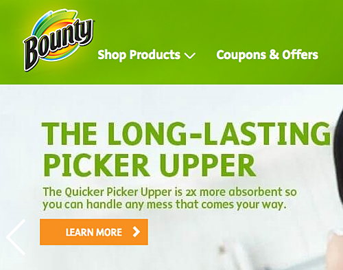 Bounty纸巾的标语，The Quicker Picker Upper