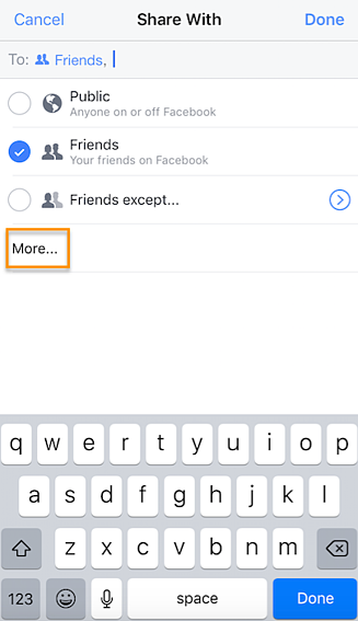 选择Facebook Live中的“好友”隐私设置