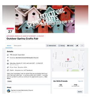 Facebook活动在巴特利特，TN为室外春季工艺品博览会