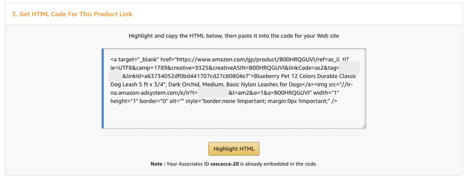 如何将亚马逊会员链接添加到WordPress帖子的HTML代码