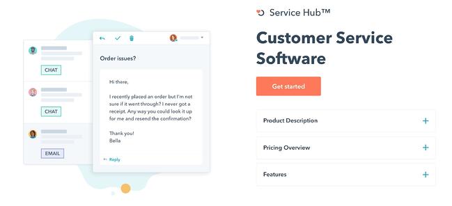 HubSpot服务中心帮助桌面软件与动画网页和一个橙色按钮开雷竞技苹果下载官方版始