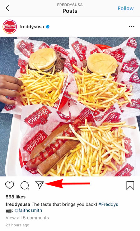 弗雷迪在美国的instagram上发布了炸薯条的照片，为instagram增添了新的故事