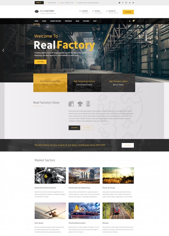 RealFactory主题显示德语的建筑公司网站raybet电子竞技