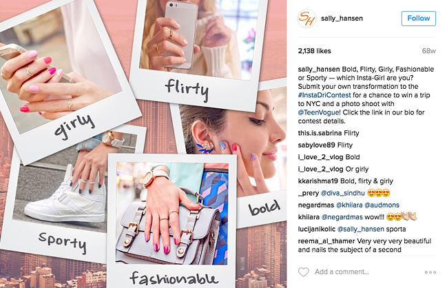 莎莉·汉森的instagram比赛在他们的instagram上推广