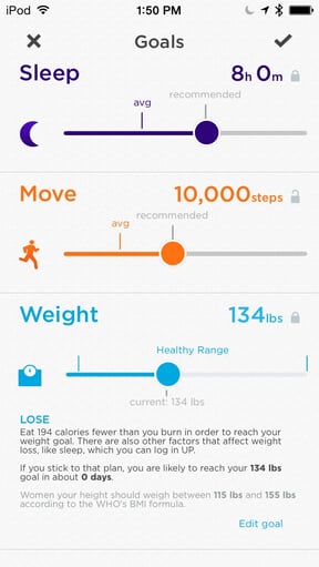 Jawbone UP手机应用程序跟踪你的健康和健身