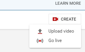 YouTube的Go Live按钮的截图