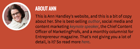 Ann Handley的专业生物在她的个人网站上