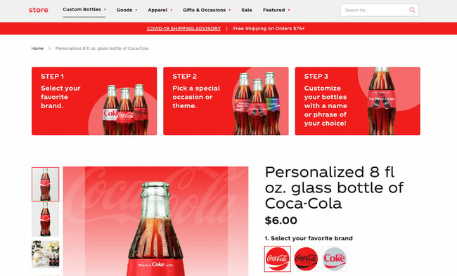 品牌意识的例子:可口可乐