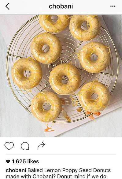 Chobani的Instagram标题与轻点音调”title=