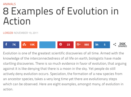 策展收集博客张贴关于进化的例子