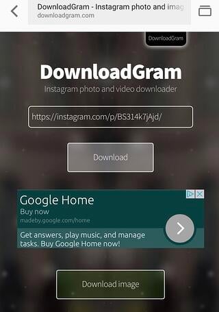 按钮从DownloadGram上的Instagram下载图像