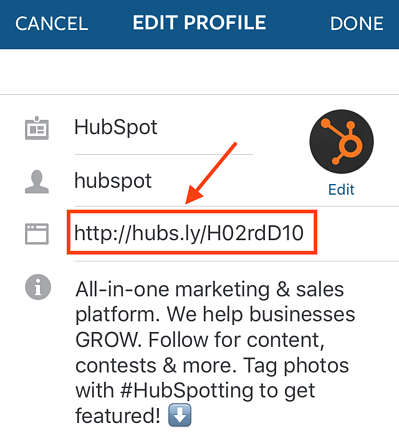HubSpot Instagram账户简介中的链接”srcset=