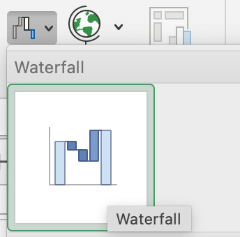 选项在Excel中创建瀑布图表