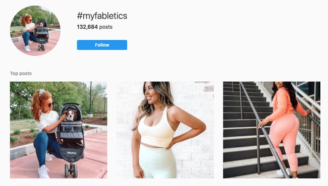 来自Fabletics的Instagram Hashtags的推荐示例