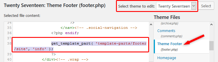 footer.php code on how to edit footer in WordPress