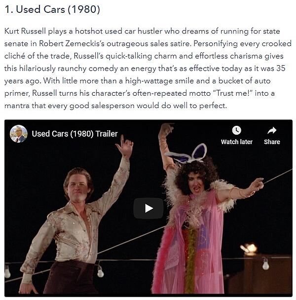 一个有趣的博客文章的例子，嵌入视频从电影预告片中与库尔特拉塞尔在舞蹈服装
