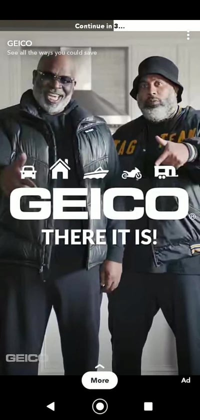 Geico和两个名人在Snapchat上宣传他们的保险服务