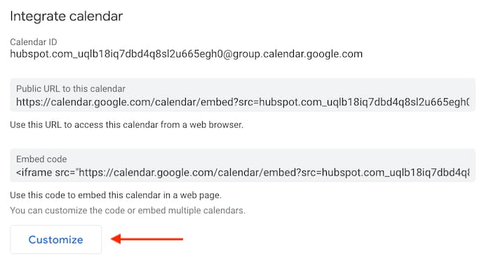 自定义Google集成日历设置内的按钮。