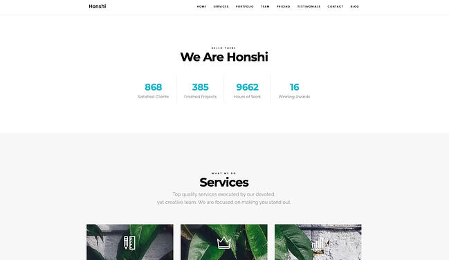 单页WordPress主题演示为Honshi