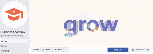 Hubspot Academy Facebook涵盖视频，单词“成长”