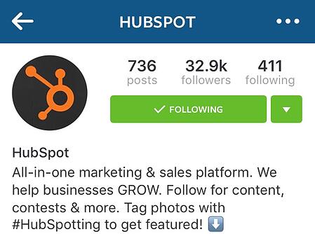 HubSpot的Instagram头像和简历