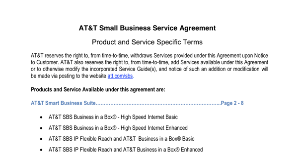 AT&T SLA template