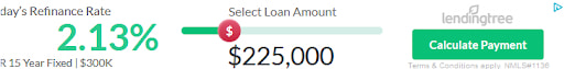 Lendingtree显示广告与贷款计算器，您可以使用计算再融资利率