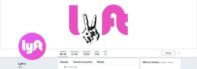 来自Lyft的粉色和很酷的推特标题图片