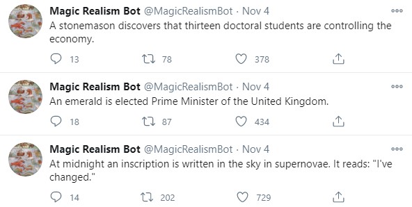 魔法现实主义Bot在Twitter上的微博