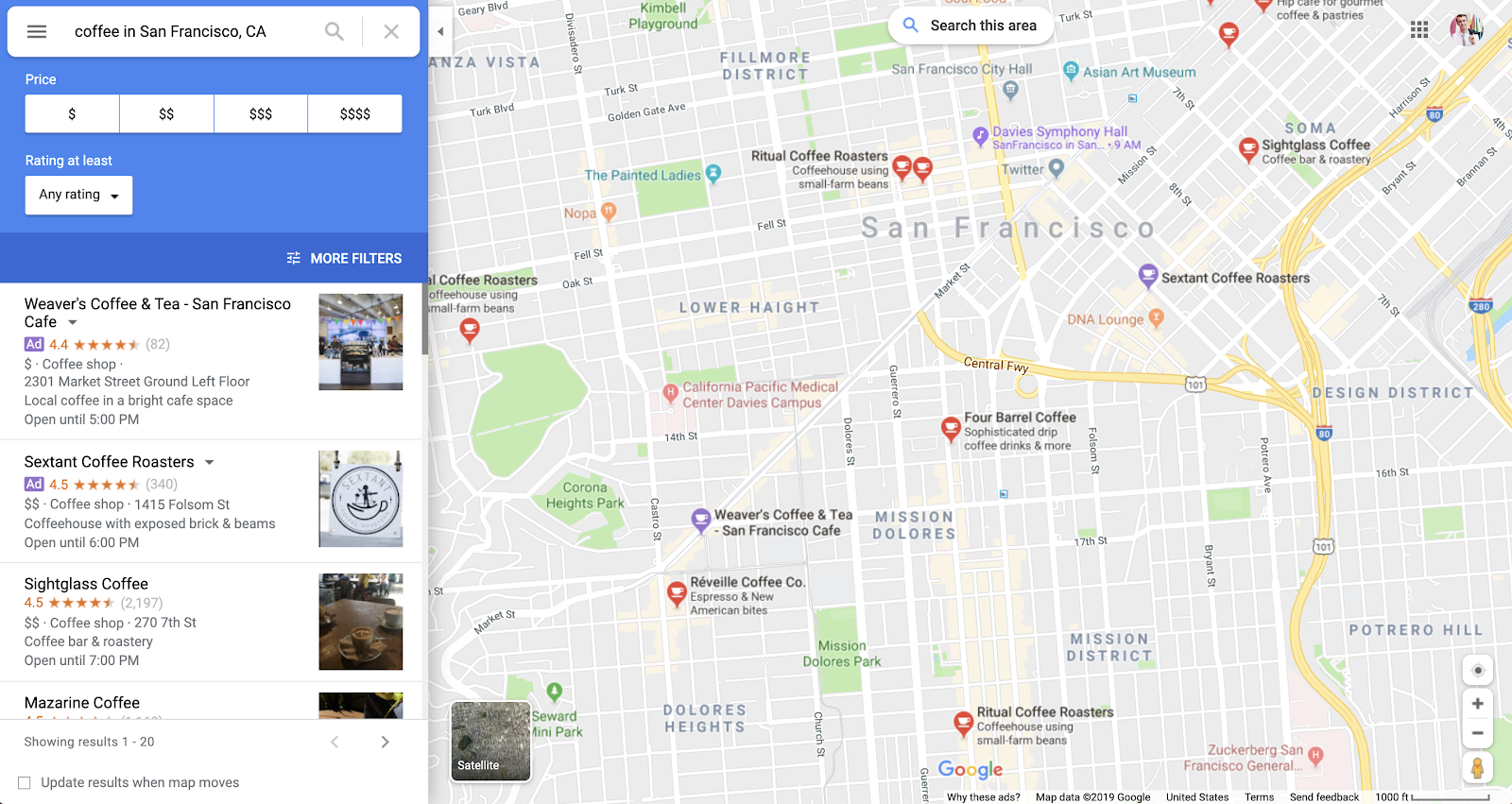 在Google地图上推广引脚。