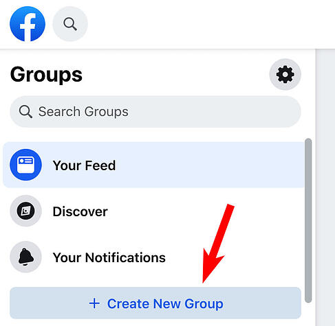 在Facebook上创建新组按钮