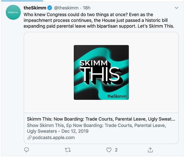 Skimm通过品牌信息展示其个性。