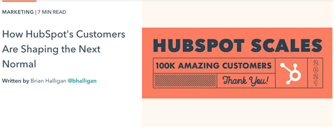 关于HubSpot客户的思考领导力博客帖子示例