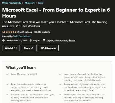Udemy的微软excel课程-从初学者到专家在6小时＂width=